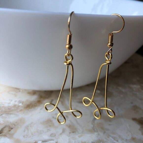 14k Gold Plated Filigree Swirl Dangle Earrings - Picture 2 of 8